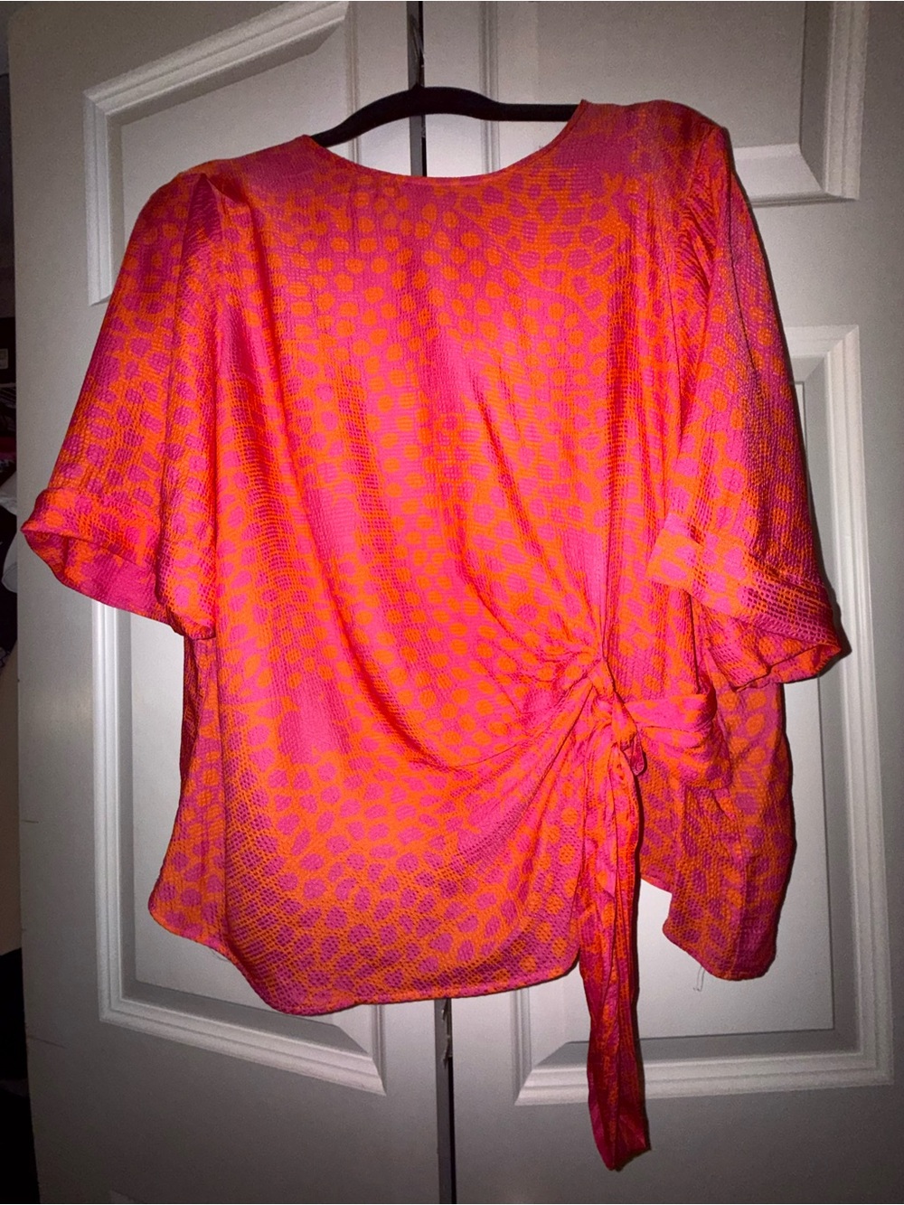 Ted Baker London Pink Orange Printed Side Tie Blouse, Size 5